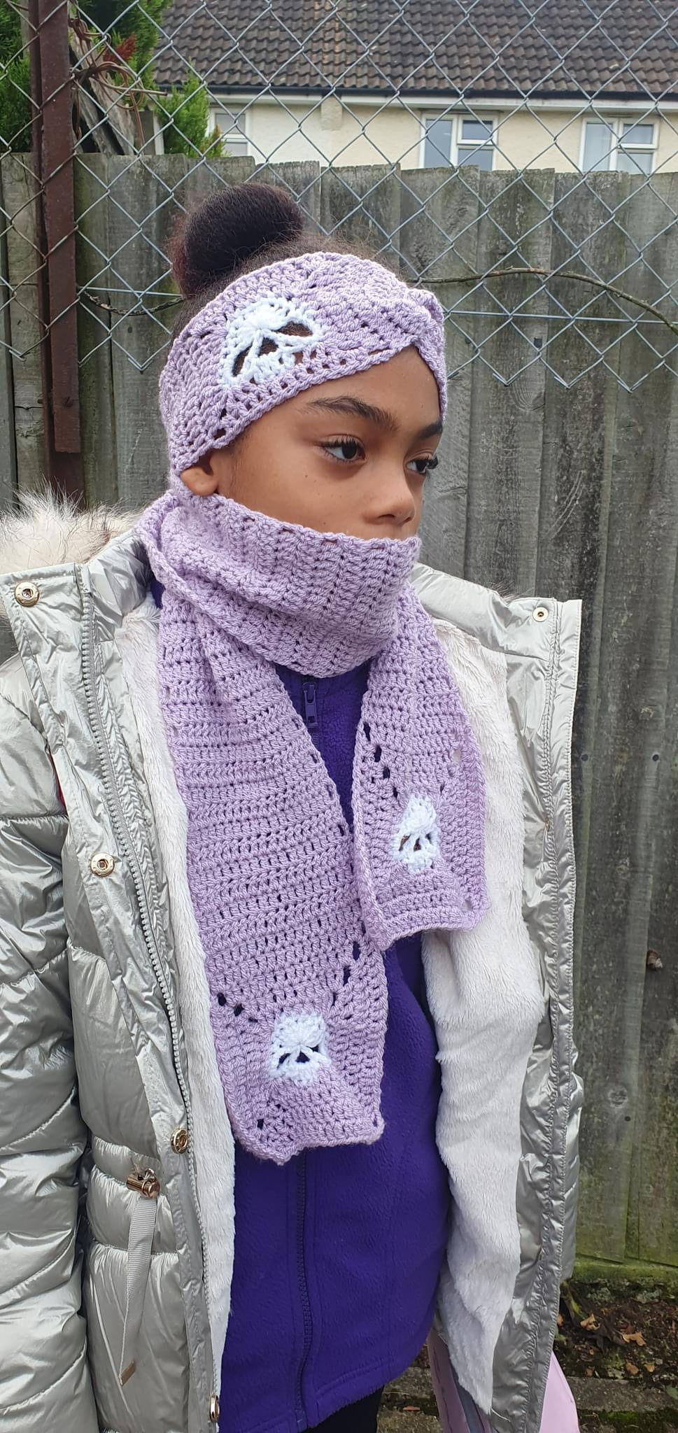 Crochet skull scarf and ear warmer