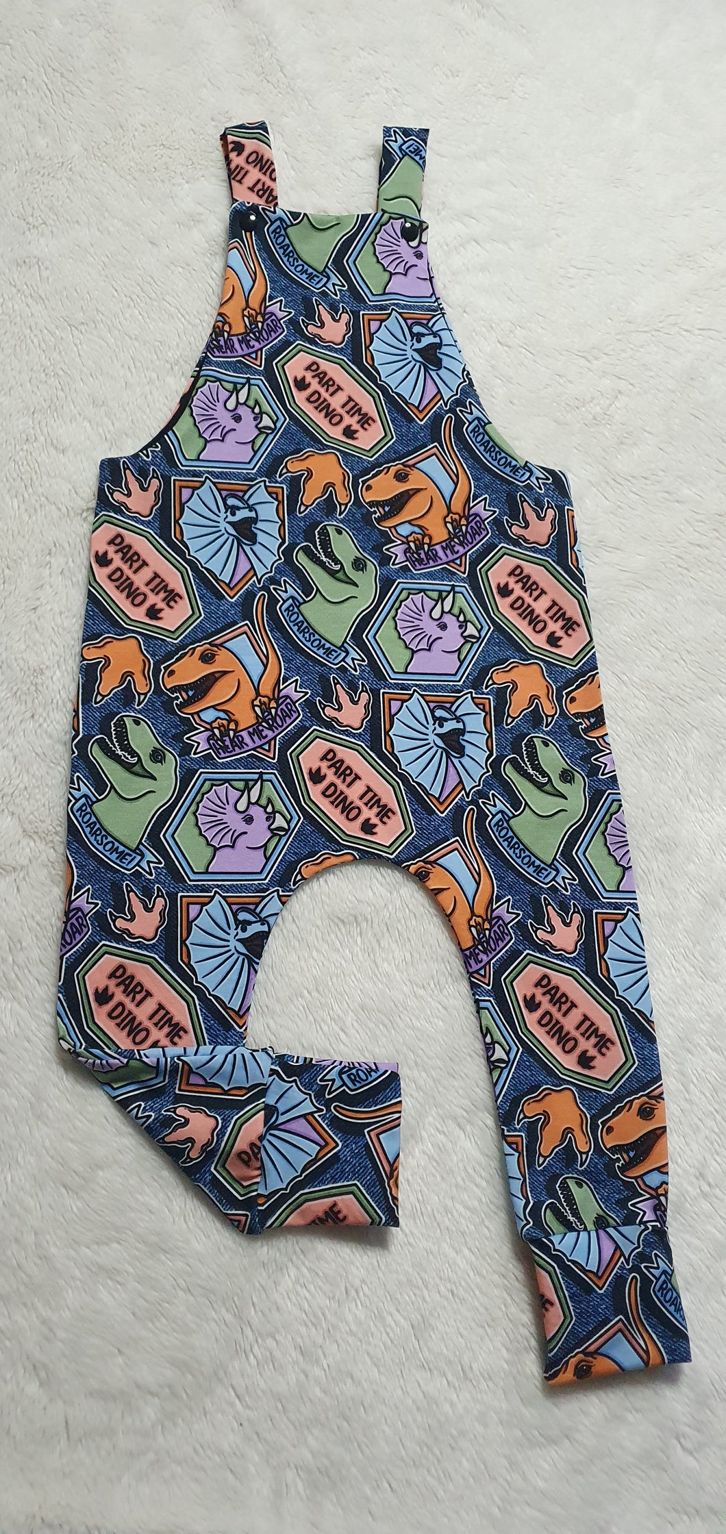Dungarees- Dino patches- various sizes